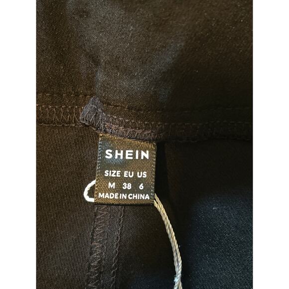 NWOT Shein Women's Black Stretchy Pants Straight Leg Size 6 - Picture 3 of 5